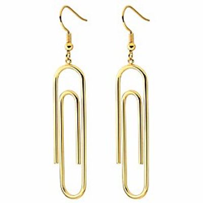 paper clip earrings for women girls fashion gold plated stainless steel geometric elegant pin hypoallergenic hoop earrings jewelry (gold) Lightinthebox