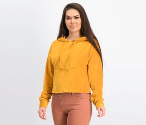 Womens Long Sleeve Textured Hoodie  Gold