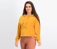 Womens Long Sleeve Textured Hoodie  Gold - thumbnail