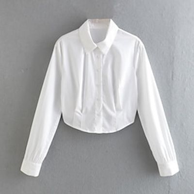 2022 european and american early spring new women's solid color long-sleeved corset poplin shirt top da-959 Lightinthebox