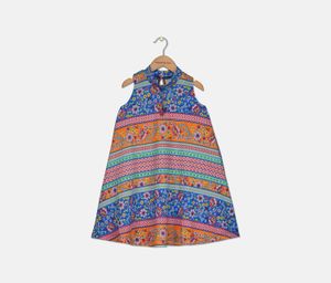 Kids Girls Sleeveless Floral Dress  Blue