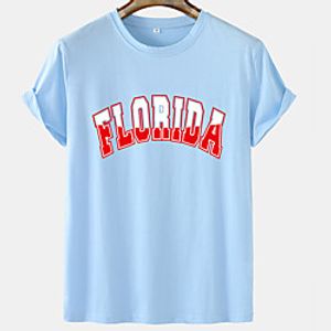 Men's Unisex Tee T shirt Hot Stamping Graphic Prints Letter Short Sleeve Casual Tops 100% Cotton Basic Fashion Designer Comfortable Blue Yellow Blushing Pink miniinthebox