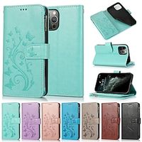 Phone Case For Apple Wallet Card iPhone 13 Pro Max 12 Mini 11 X XR XS Max 8 7 Zipper with Wrist Strap Card Holder Slots Butterfly Solid Colored Flower TPU PU Leather Lightinthebox - thumbnail