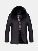 Winter Furry Collar Woolen Jacket - thumbnail