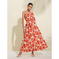 Floral Diagonal Neck Maxi Dress Lightinthebox