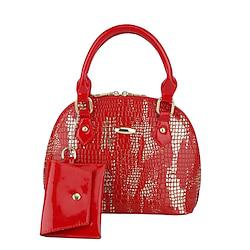 Women's Handbag Bag Set Dome Bag PU Leather Daily Zipper Large Capacity Geometric Black White Red Lightinthebox