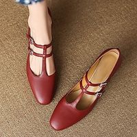 Women's French Classic Retro Black Red T-Strap Thick Heel Shoes Lightinthebox - thumbnail
