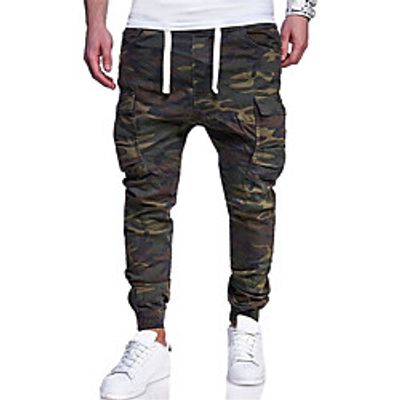 Men's Cargo Daily Pants Tactical Cargo Pants Camouflage Full Length Black Army Green / Drawstring miniinthebox
