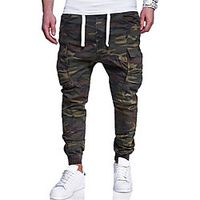 Men's Cargo Daily Pants Tactical Cargo Pants Camouflage Full Length Black Army Green / Drawstring miniinthebox - thumbnail