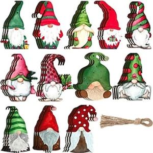 24pcs Dwarfs Christmas Wooden Hanging Ornaments Tree Decorations Yard Decoration Party Decor Holiday Supplies Holiday Arrangement Garden Decor miniinthebox