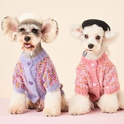 Dog Cat Sweater Solid Colored Cat Fashion Cute Outdoor Casual Daily Winter Dog Clothes Puppy Clothes Dog Outfits Soft Purple Pink Costume for Girl and Boy Dog Polyester XS S M L XL XXL miniinthebox