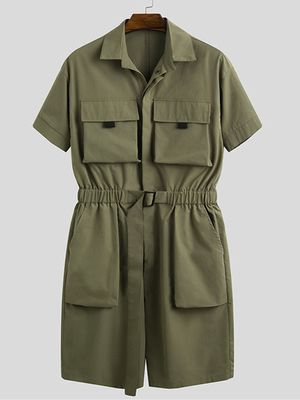 INCERUN Men Street Style Casual Button Up Multi Pocket Overalls Jumpsuit INCERUN Men Street Style Casual Button Up Multi Pocket Overalls Jumpsuit