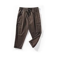 Men's Linen Pants Trousers Drawstring Elastic Waist Straight Leg Plain Comfort Breathable Casual Daily Holiday Linen Fashion Classic Style Black Brown Lightinthebox - thumbnail