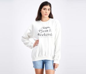 Womens Graphic Print Sweater  White