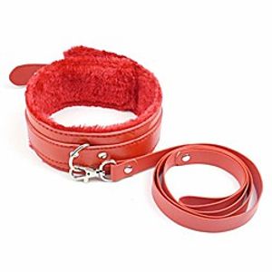 Punk Multicolor Leather Collar and Leash Choker Adjustable Gothic Metal Necklace with Chain Detachable Cosplay Couple Jewelry for Women Men-red miniinthebox