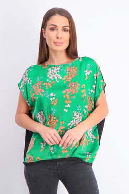 Womens Floral Top Green/Black Womens Floral Top Green/Black