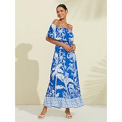 Floral Ruffle Off Shoulder Maxi Dress Lightinthebox