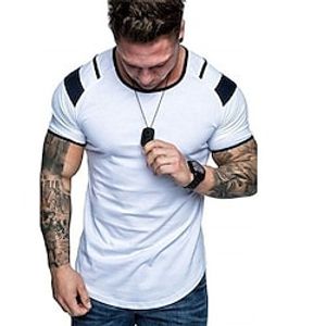 Men's T shirt Tee Tee Patchwork Crew Neck Army Green Royal Blue Red Navy Blue White Casual Gym Short Sleeve Clothing Apparel Sport Muscle Athletic  Summer  Summer Lightinthebox