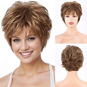 Synthetic Wig Curly With Bangs Machine Made Wig Short Light Brown Synthetic Hair Women's Soft Fashion Easy to Carry Brown miniinthebox