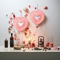 1pcs Valentine's Day Love Wreath Door Hanging Wedding Proposal Party Scene Decoration Layout Valentine's Day Heart Wreath miniinthebox - thumbnail