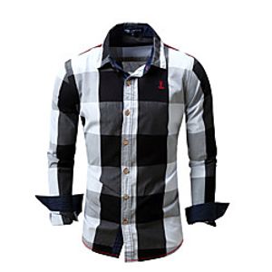 Men's Shirt Tartan Long Sleeve Casual Tops Cotton Simple Casual Breathable Comfortable Blue Black Red miniinthebox