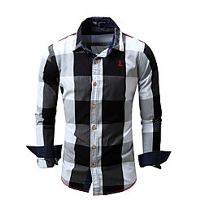 Men's Shirt Tartan Long Sleeve Casual Tops Cotton Simple Casual Breathable Comfortable Blue Black Red miniinthebox