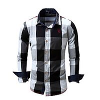 Men's Shirt Tartan Long Sleeve Casual Tops Cotton Simple Casual Breathable Comfortable Blue Black Red miniinthebox - thumbnail