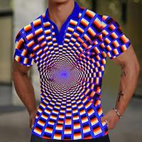 Visual Deception Men's Abstract 3D Print Polo Shirt Performance Party Outdoor Polyester Short Sleeve Turndown Polo Shirts Black Purple Summer Spring Fall S M L Micro-elastic Lapel Polo Lightinthebox