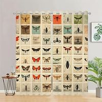 Butterfly Curtains Natural Blended Curtain Panels for Living Room/Light Reducing Linen Sheer Curtain Panels Set Nickel Grommet Window Panels, Natural miniinthebox - thumbnail