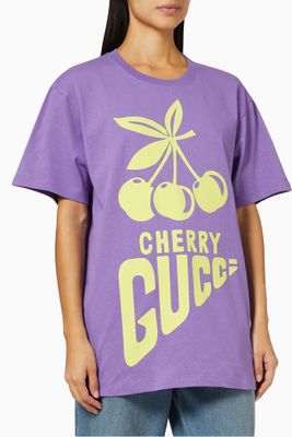 'Cherry Gucci' T-shirt in Cotton Jersey