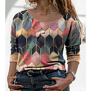 Women's Vintage Style Color Block Women's Hoodies Cotton Long Sleeve Sweater Cardigans Crew Neck Fall Spring Blue Red Yellow miniinthebox
