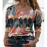 Women's Vintage Style Color Block Women's Hoodies Cotton Long Sleeve Sweater Cardigans Crew Neck Fall Spring Blue Red Yellow miniinthebox - thumbnail