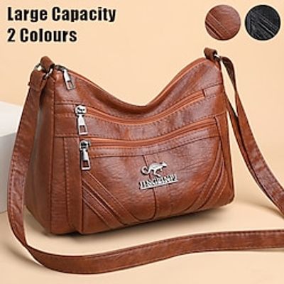 Women's Crossbody Bag Shoulder Bag Hobo Bag PU Leather Outdoor Shopping Daily Zipper Large Capacity Waterproof Lightweight Solid Color Ginger yellow Black miniinthebox Women's Crossbody Bag Shoulder Bag Hobo Bag PU Leather Outdoor Shopping Daily Zipper Large Capacity Waterproof Lightweight Solid Color Ginger yellow Black miniinthebox