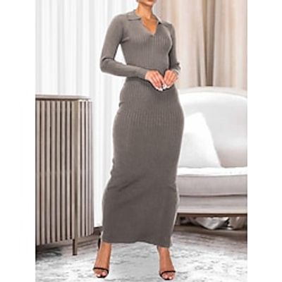 Women's Sweater Dress Jumper Dress Winter Dress Midi Dress Knitwear Warm Fashion Pure Color Outdoor Daily Vacation Going out Lapel Long Sleeve 2023 Regular Fit Black Blue Camel S M L XL XXL Lightinthebox Women's Sweater Dress Jumper Dress Winter Dress Midi Dress Knitwear Warm Fashion Pure Color Outdoor Daily Vacation Going out Lapel Long Sleeve 2023 Regular Fit Black Blue Camel S M L XL XXL Lightinthebox