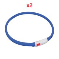 Trixie USB Flash Light Silicone Dog Collar Royal Blue - 70cm (Pack Of 2)