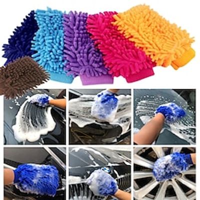 StarFire 2 in 1 Ultrafine Fiber Chenille Microfiber Car Wash Glove Mitt Soft Mesh backing no scratch for Car Wash and Cleaning miniinthebox