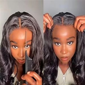 Wear And Go Body Wave Lace Front Wig Glueless 13x4 Lace Front Human Hair Wig Pre Cut HD Transparent 4x4 Lace Closure Wig Lightinthebox