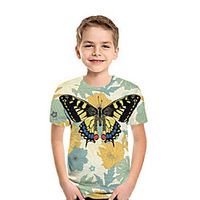 Kids Boys' T shirt Tee Short Sleeve Butterfly Graphic Unisex Green Children Tops Summer Active Regular Fit 3-13 Years Lightinthebox - thumbnail
