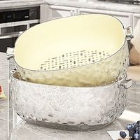 Glacier Pattern Double-layer Vegetable Washing Basin with Drain Basket Multifunctional Kitchen Household New Fruit Tray Living Room Vegetable Filter Basket Washing Basket Lightinthebox