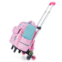 Eazy Kids 3D Unicorn School Bag With Trolley - Pink