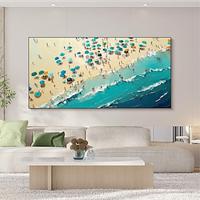 Large Beach Oil Painting on Canvas hand painted Abstract Blue Seascape Painting Texture painting Wall Art Custom Painting for living room bedroom Wall Decoration Lightinthebox