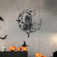 Halloween Metal Wall Art  Metal Wall Decor Witch Sign Plaque Bedroom Ornaments For Home Wedding Indoor Outdoor Halloween Gifts miniinthebox - thumbnail