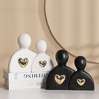 Ceramic Hug Couple Statue Home Decor, Abstract Loving Couple Sculpture Showpiece, Modern Art Statue for Shelf, Bookself, TV Stand, Cabinet, Entrance Home Hotel Office Decor Lightinthebox - thumbnail