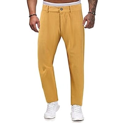 Men's Dress Pants Corduroy Pants Trousers Suit Pants Pocket Plain Comfort Breathable Outdoor Daily Going out Cotton Blend Fashion Casual Black Yellow miniinthebox