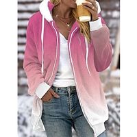 Women's Sherpa Jacket Pink Fleece Jacket Winter Coat Thermal Warm Windproof Heated Coat Zipper Drawstring Zipper Hoodie Outerwear Long Sleeve Fall Sky Blue S M L Lightinthebox - thumbnail