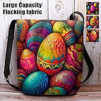 Women's Crossbody Bag Shoulder Bag Bucket Bag Polyester Shopping Daily Easter Print Large Capacity Lightweight Durable Geometric Yellow Red Fuchsia Lightinthebox