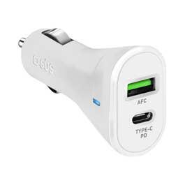 SBS Dual Port Car Charger, White (TECRPD20W)