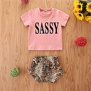 Baby Girls' Basic Print Short Sleeve Regular Clothing Set Blushing Pink miniinthebox