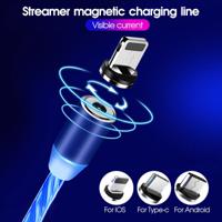 Car usb date phone charging cable Streamer line car decoration fast charging phone cable 360 degree magnetic data line