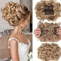 Synthetic Messy Curly Chignon With Rubber Band Hair Bun Two Plastic Comb Clip In Updo Cover Hair Ponytail For Women 25 Color miniinthebox - thumbnail